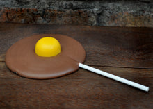 Milk Chocolate Fried Egg Lolly with Runny Yolk